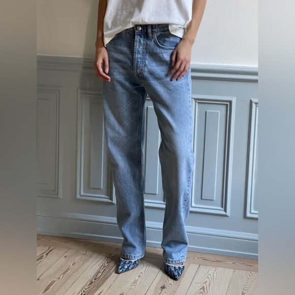 NEW  DJERF AVENUE Women's Relaxed Jeans Washed Blue - Tall Size 35 - Picture 3 of 6